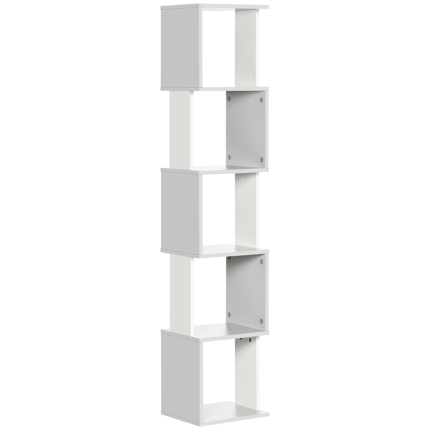 Photo of HOMCOM Modern 5-Tier Bookshelf, Freestanding Bookcase Storage Shelving for Living Room Home Office Study, White and Light Grey in Grey colour on a white background