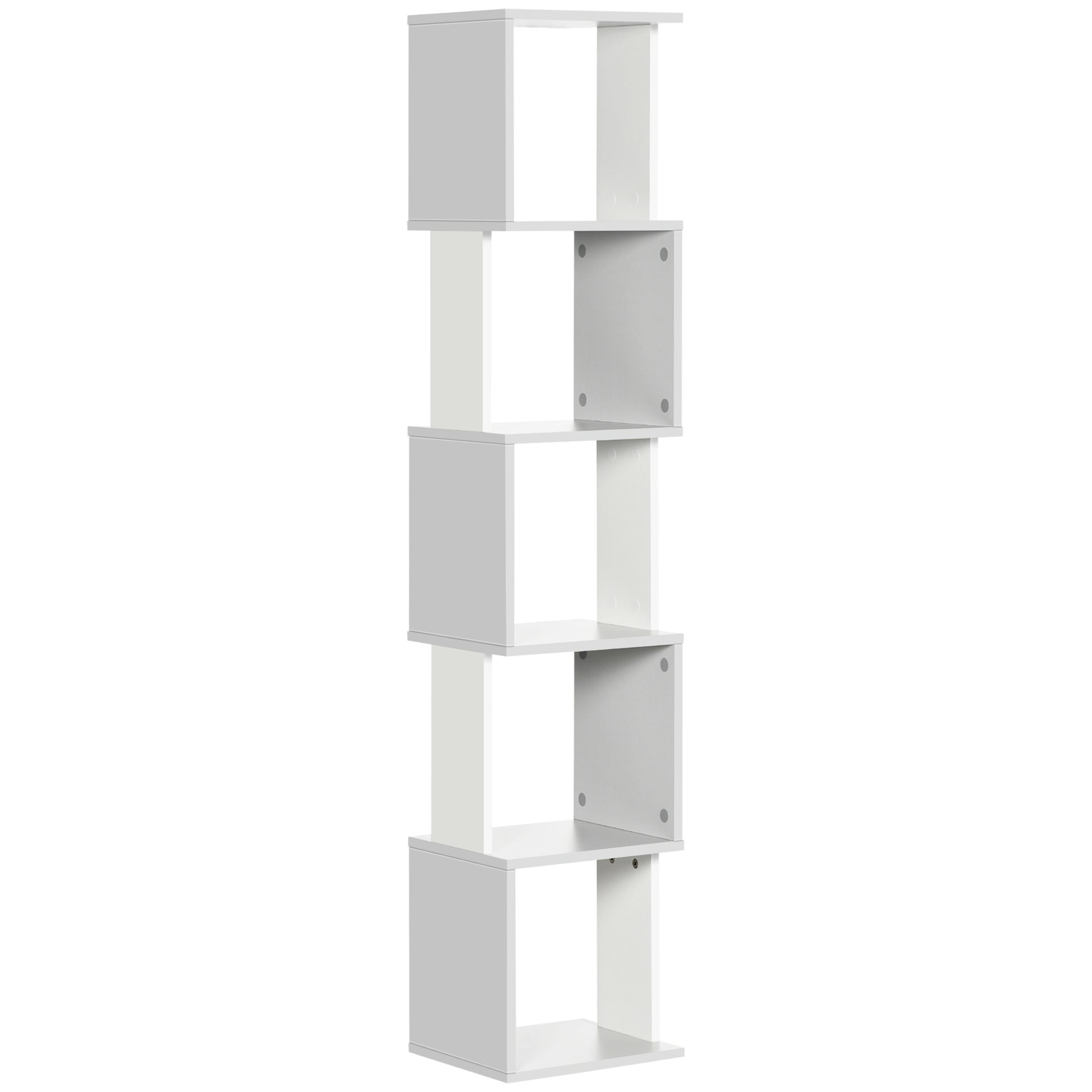Photo of HOMCOM Modern 5-Tier Bookshelf, Freestanding Bookcase Storage Shelving for Living Room Home Office Study, White and Light Grey in Grey colour on a white background