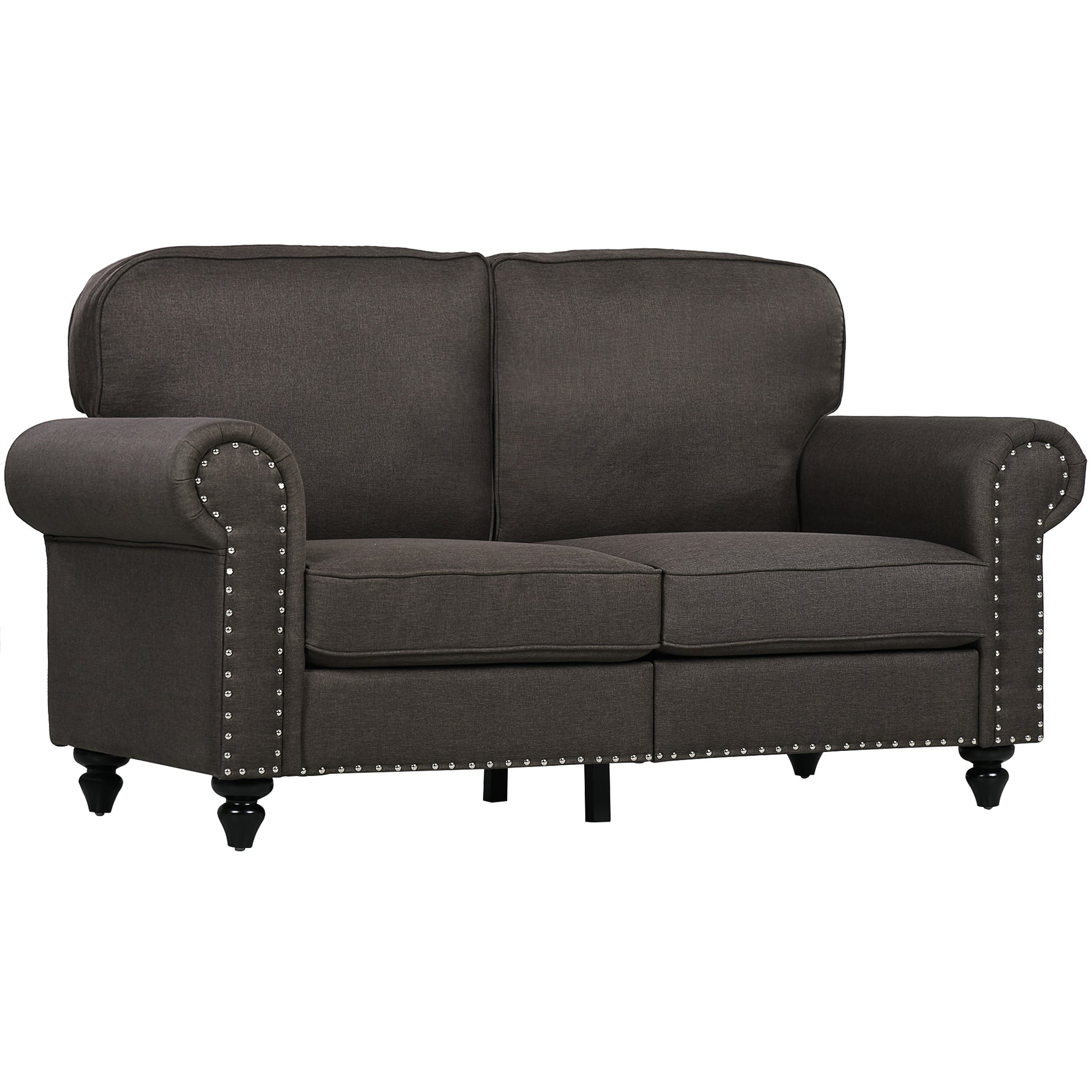 Photo of HOMCOM Two-Seater Mid-Century Sofa, with Pocket Springs - Dark Brown in Brown colour on a white background