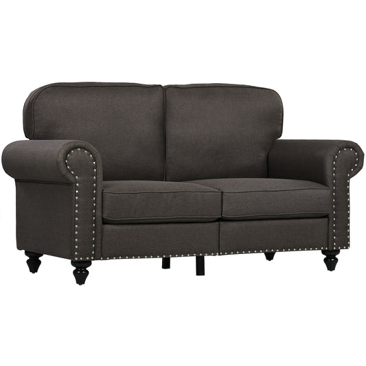 Photo of HOMCOM Two-Seater Mid-Century Sofa, with Pocket Springs - Dark Brown in Brown colour on a white background