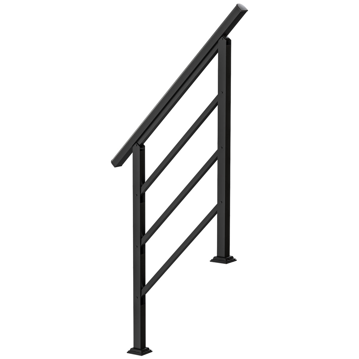 Photo of Outsunny Outdoor Handrail for Stairs, 0°-45° Adjustable Wrought Iron Exterior Handrail, Fit 1 to 3 Steps Stair Railing in Railing colour on a white background