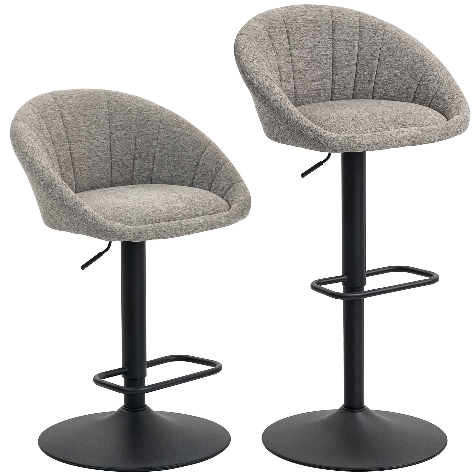 Photo of HOMCOM Set of Two Relaxed Tub Bar Stools - Grey in Grey colour on a white background