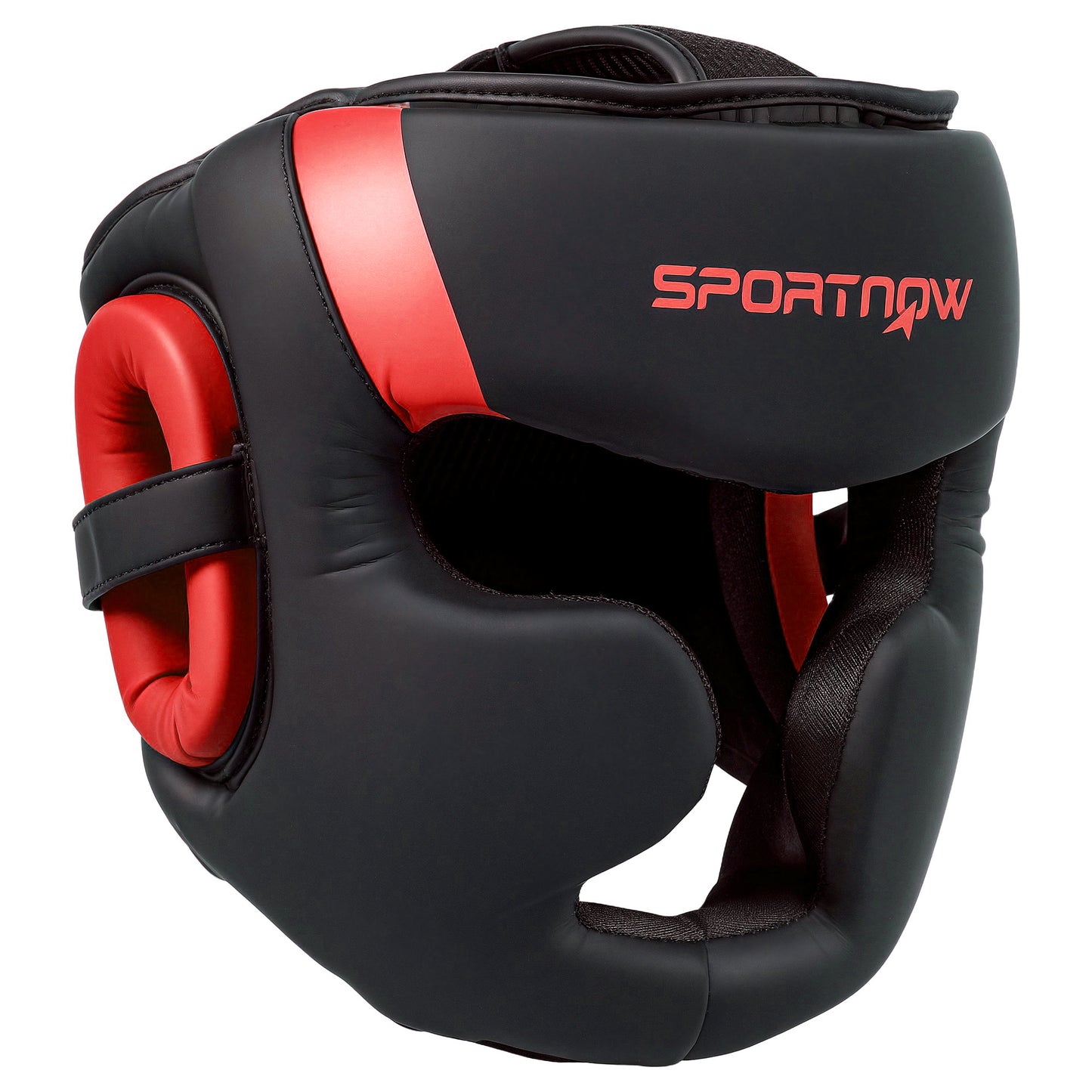Photo of SPORTNOW Boxing Headguard w/ Adjustable Strap for Sparring, Kickboxing, MMA, Red/Black in Red/Black colour on a white background