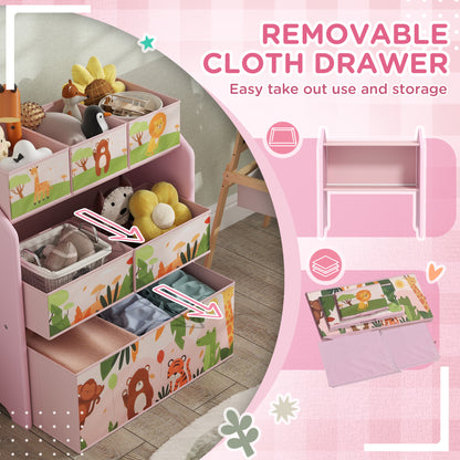 AIYAPLAY storage unit with removable fabric drawers shown pulled out