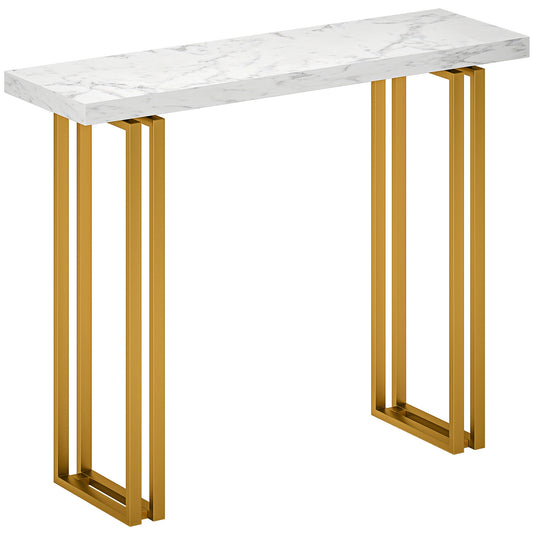 Photo of HOMCOM 100 cm Console Table with Faux Marble Top, Narrow Entryway Table with Anti-tipping Device, White in White colour on a white background