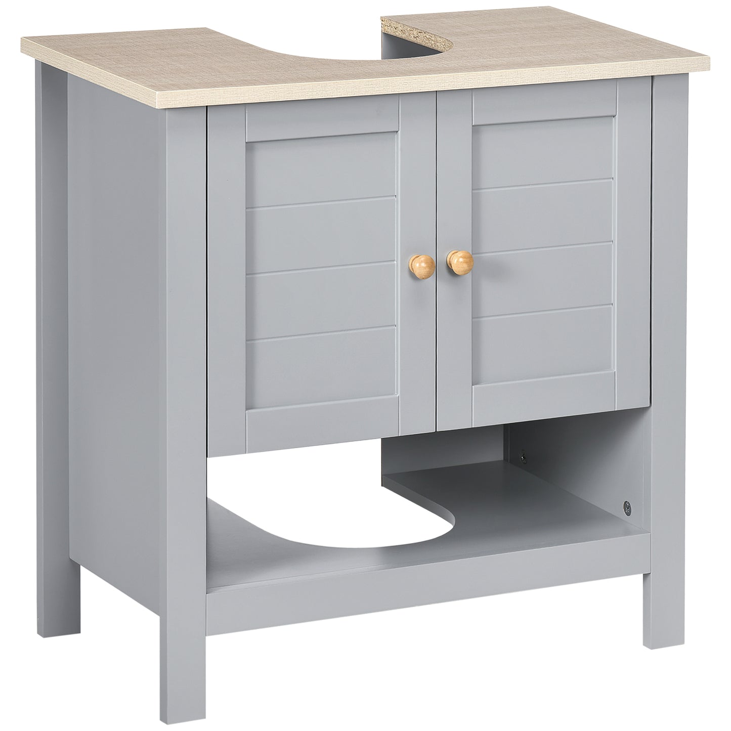 Photo of kleankin Under Sink Cabinet, Bathroom Vanity Unit, Pedestal Under Sink Design, Storage Cupboard with Adjustable Shelf, Grey in Grey colour on a white background