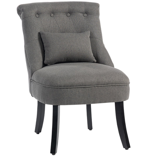 Photo of HOMCOM Fabric Single Sofa Dining Chair Tub Chair Upholstered W/ Pillow Solid Wood Leg Home Living Room Furniture Charcoal Grey in Grey colour on a white background