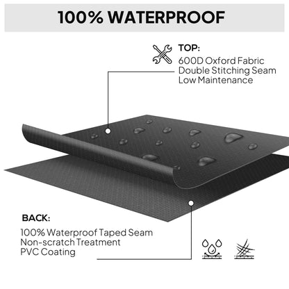 Black waterproof furniture cover fabric with double-stitched seams and PVC coating