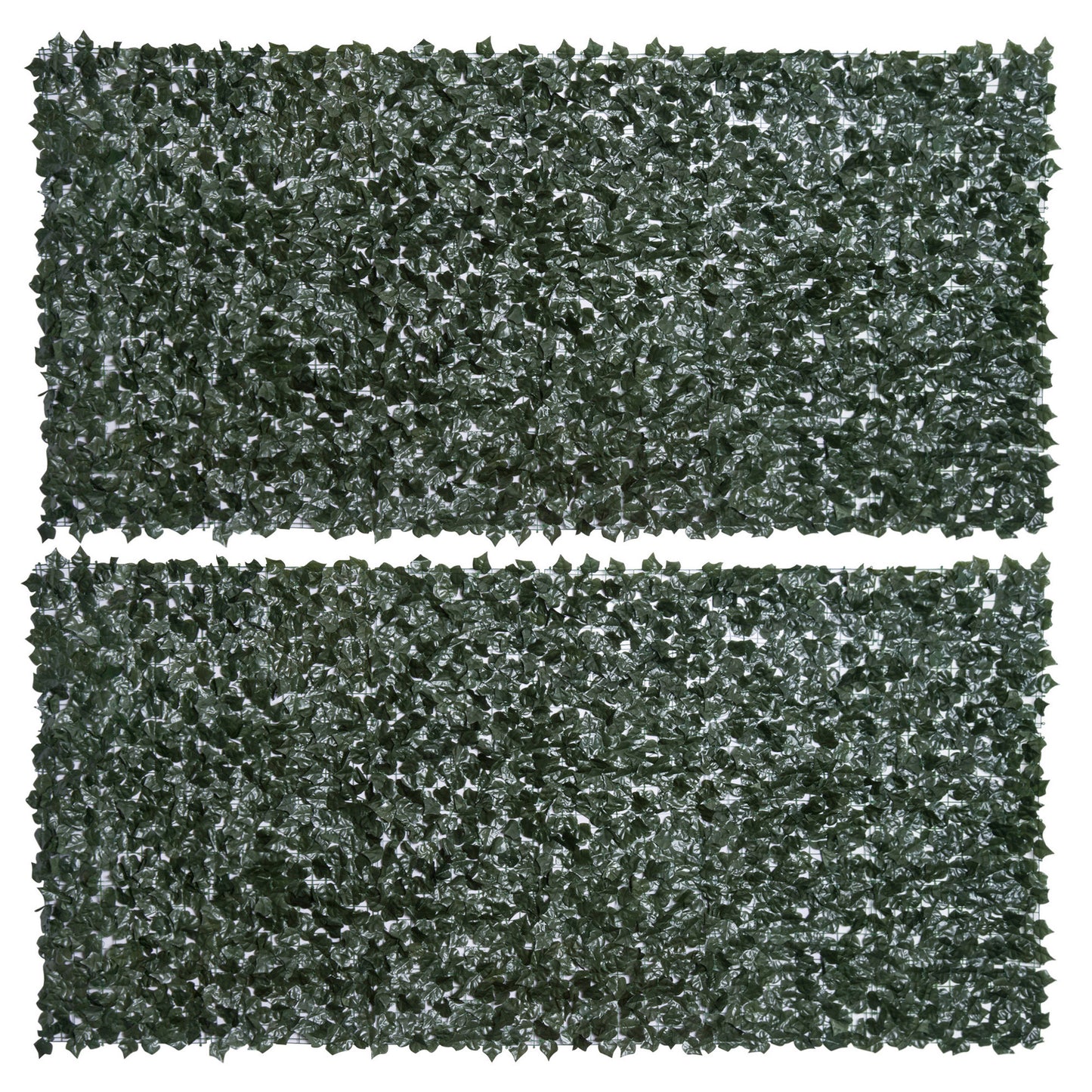 Photo of Outsunny 2-Piece Artificial Leaf Hedge Screen Privacy Fence Panel for Garden Outdoor Indoor Decor, Dark Green, 3M x 1.5M in 1.5M colour on a white background
