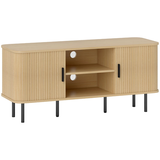 Photo of HOMCOM TV Stand Cabinet for TVs up to 55 Inches, TV Unit with Storage Shelves and Cupboard for Living Room, Oak Tone in Tone colour on a white background