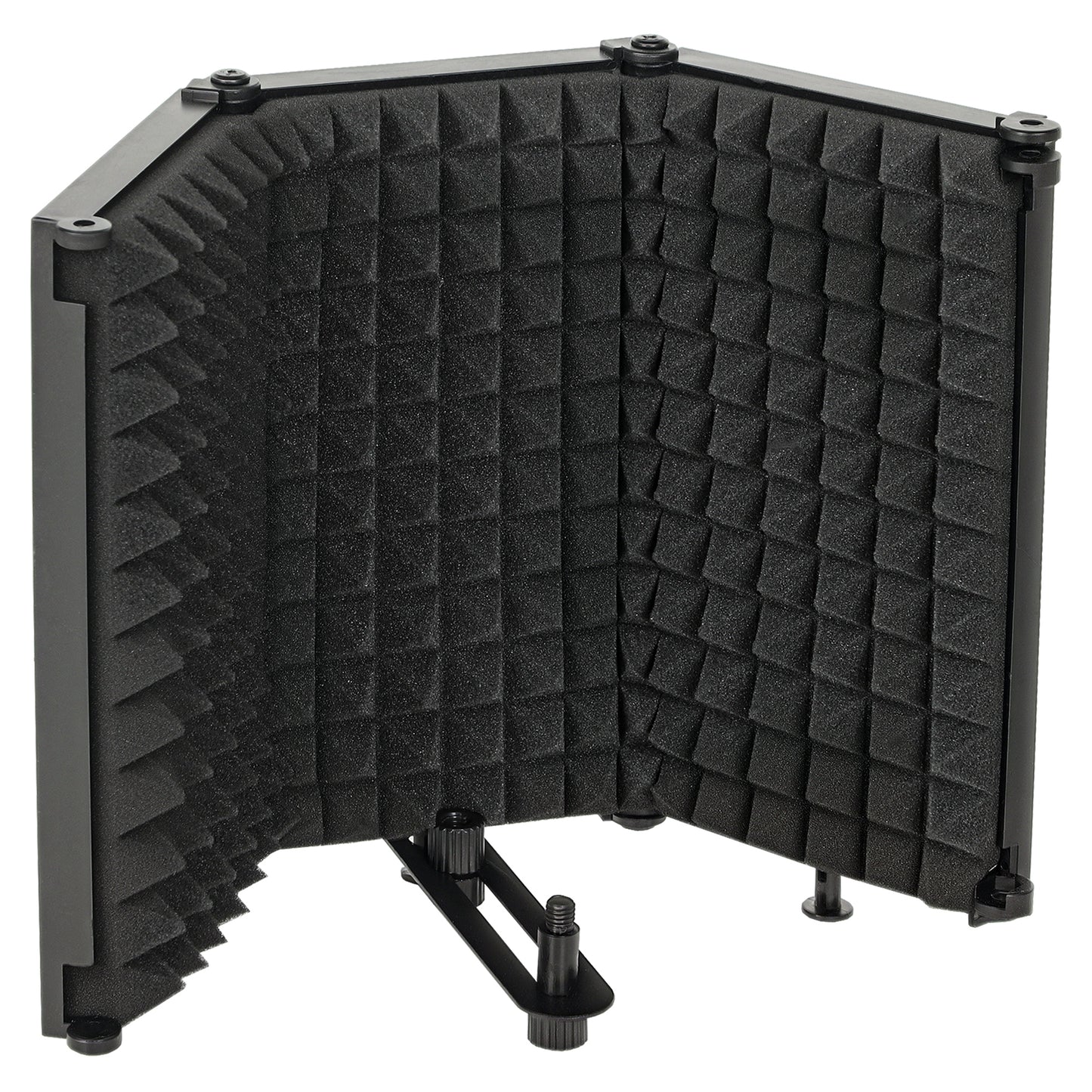 Photo of HOMCOM Studio Microphone Isolation Shield, Foldable Adjustable Recording Studio Equipment, 3-Panel High Density Absorbent Foam Shield with 3/8" Threaded Mount, Black in Black colour on a white background