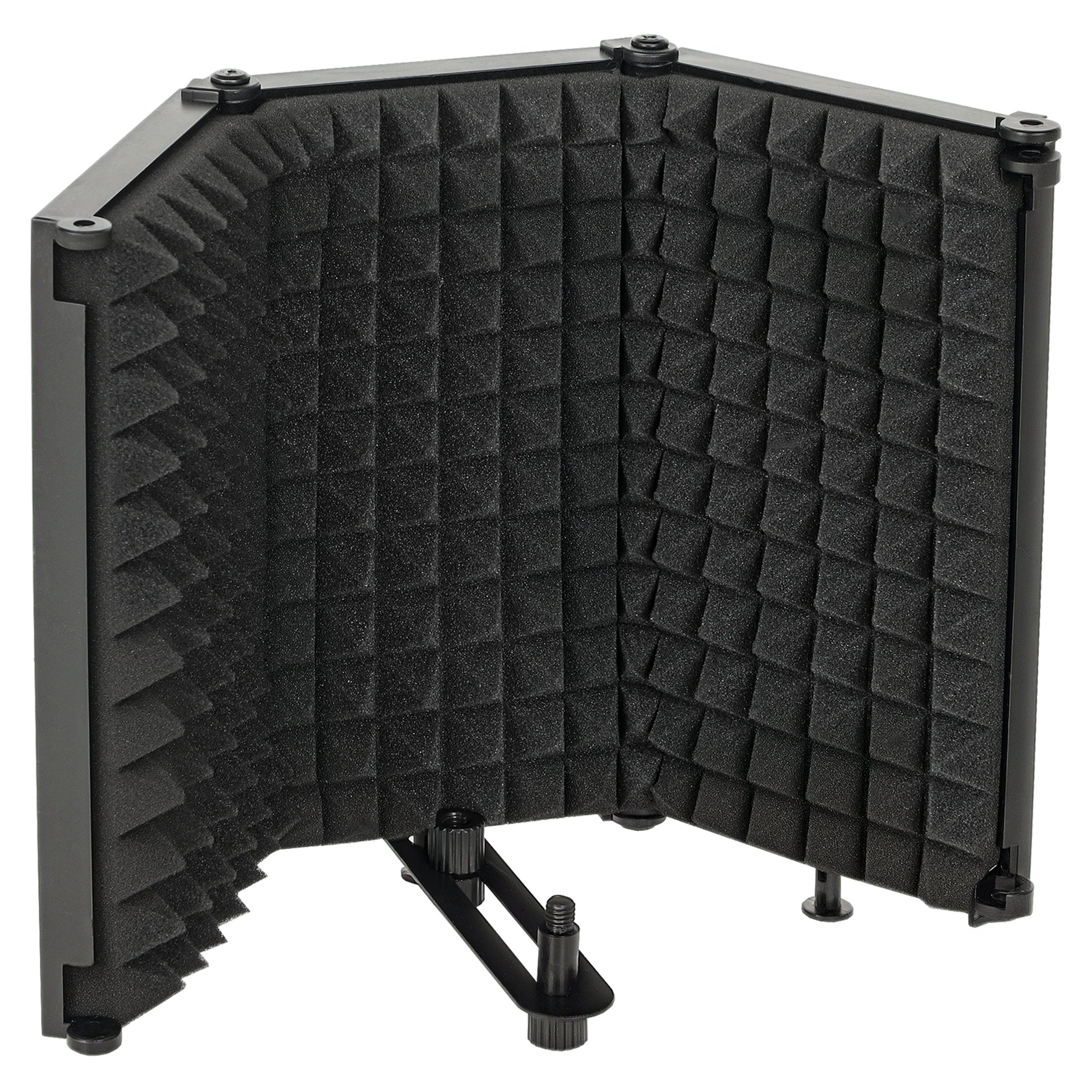 Photo of HOMCOM Studio Microphone Isolation Shield, Foldable Adjustable Recording Studio Equipment, 3-Panel High Density Absorbent Foam Shield with 3/8" Threaded Mount, Black in Black colour on a white background