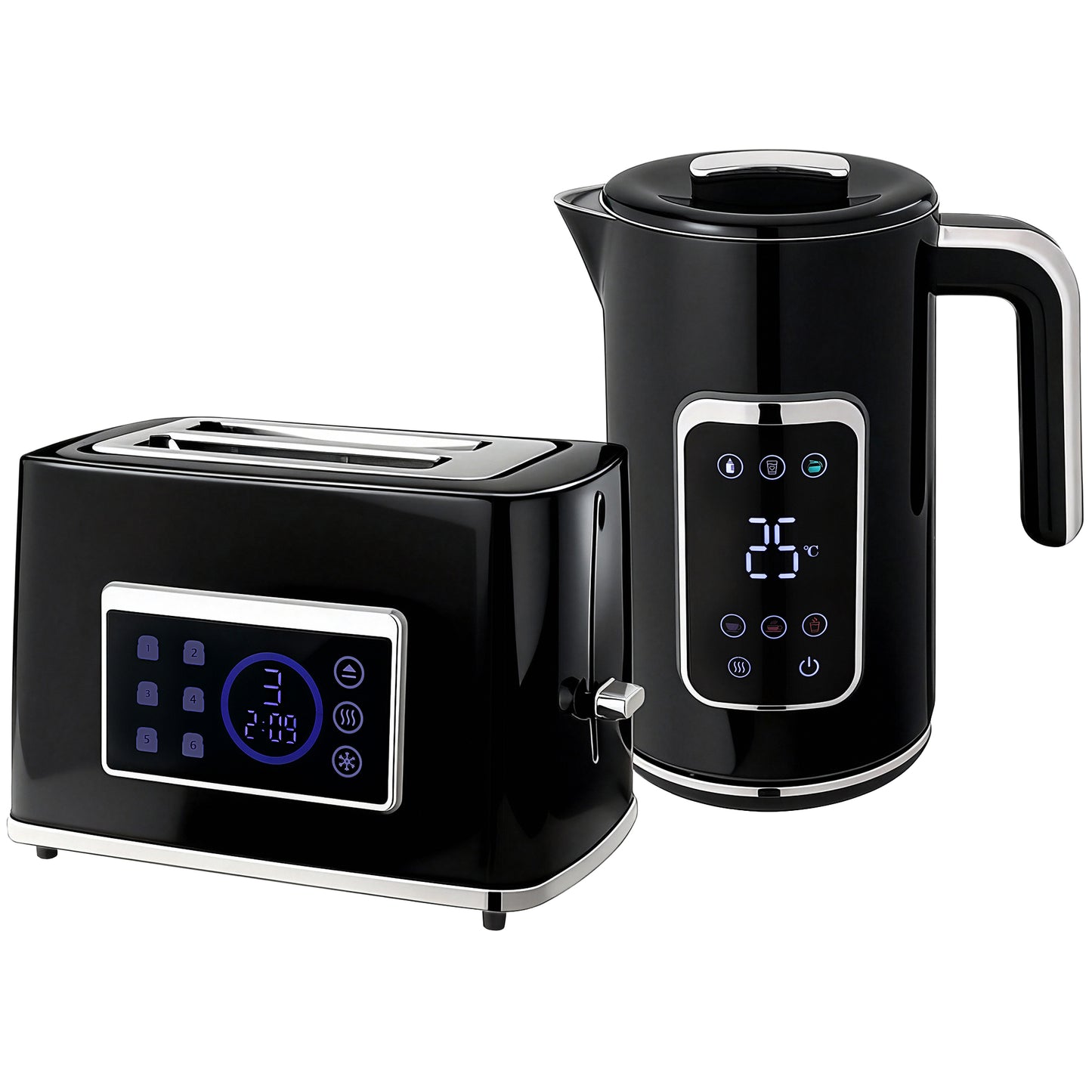 Photo of HOMCOM Touch Screen Kettle and Toaster Set - Black in Black colour on a white background