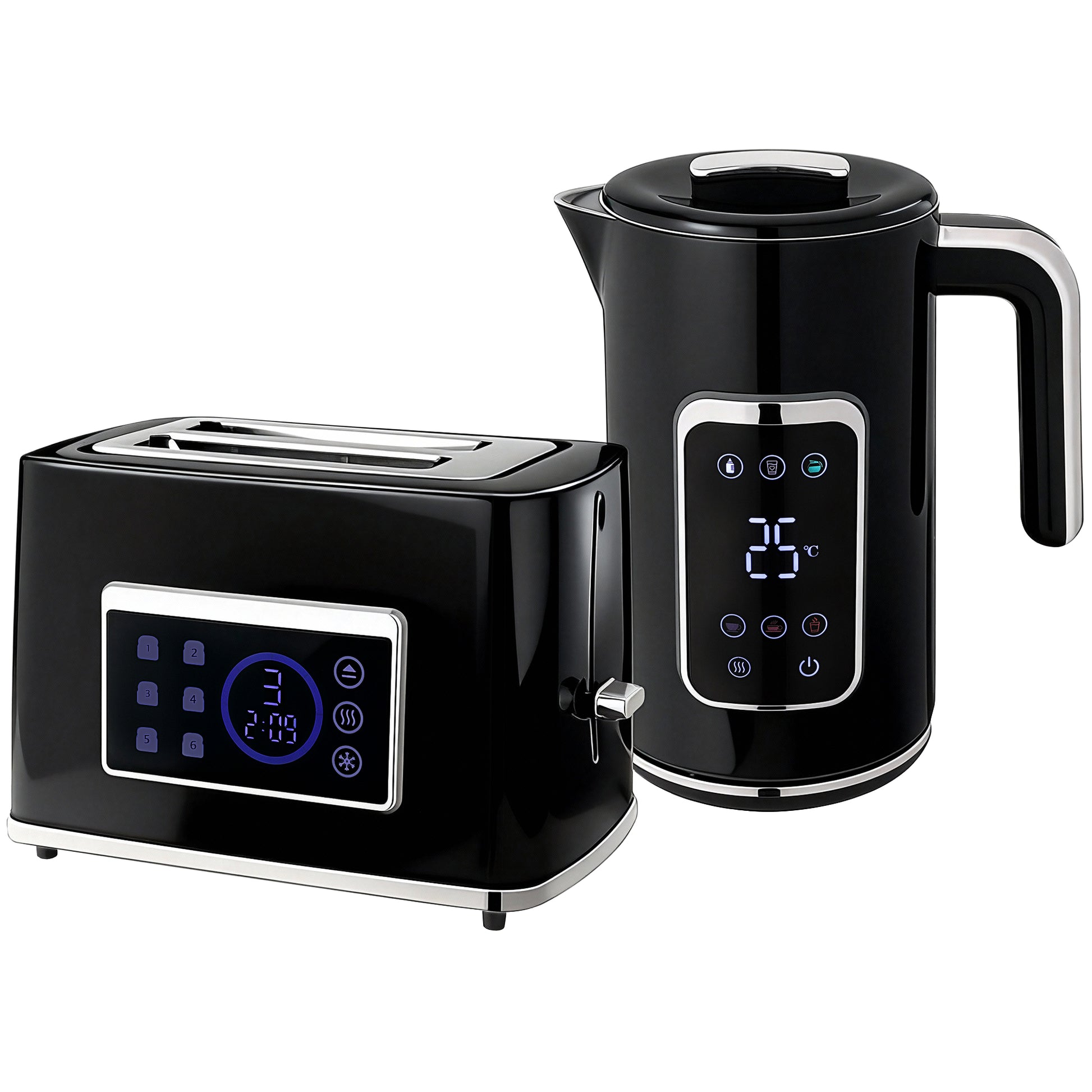 Photo of HOMCOM Touch Screen Kettle and Toaster Set - Black in Black colour on a white background