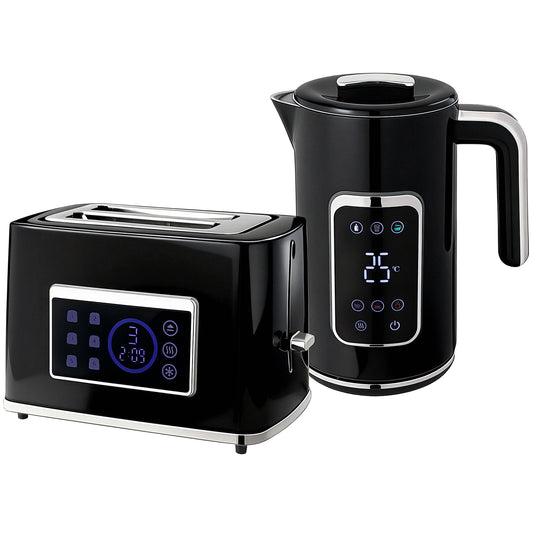 Photo of HOMCOM Touch Screen Kettle and Toaster Set - Black in Black colour on a white background