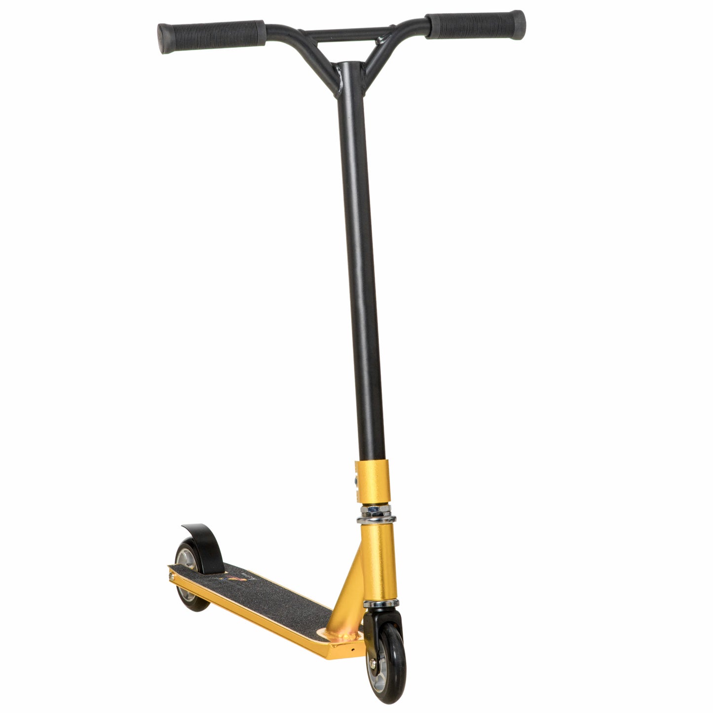 Photo of HOMCOM Stunt Scooter, 360° Entry Level Tricks Scooter w/ Lightweight Aluminium Deck and ABEC 7 Bearing, For Age 14+ Beginners, Gold Tone in Tone colour on a white background