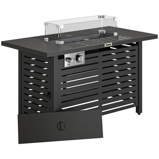 Photo of Outsunny Propane Gas Fire Pit Table, Outdoor Firepit with 43" Steel Tabletop and Lid, 50,000 BTU Pulse Ignition Fire Table w/ Stainless Steel Burner, Glass Wind Guard, and Cover in Cover colour on a white background