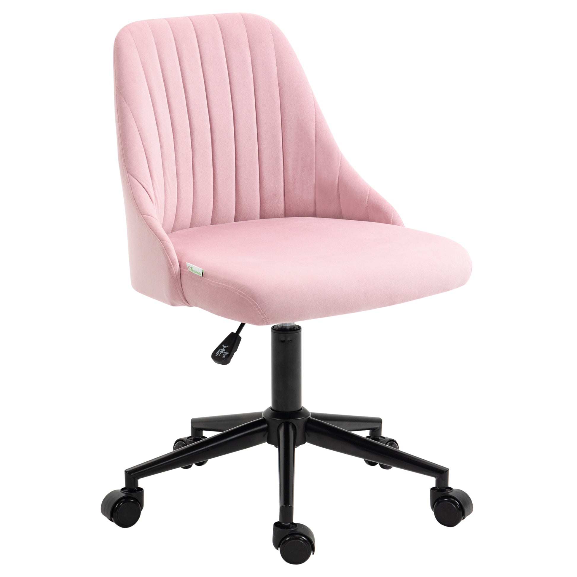 Photo of Vinsetto Velvet-Feel Armless Office Chair - Pink in Pink colour on a white background