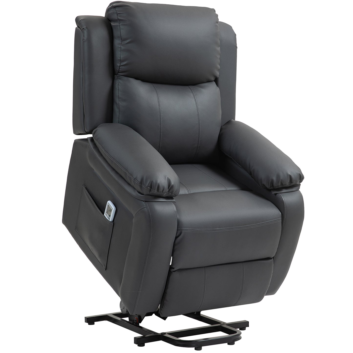Photo of HOMCOM Riser and Recliner Chair with Vibration Massage, PU Leather Power Lift Chair for Elderly, Dark Grey in Grey colour on a white background