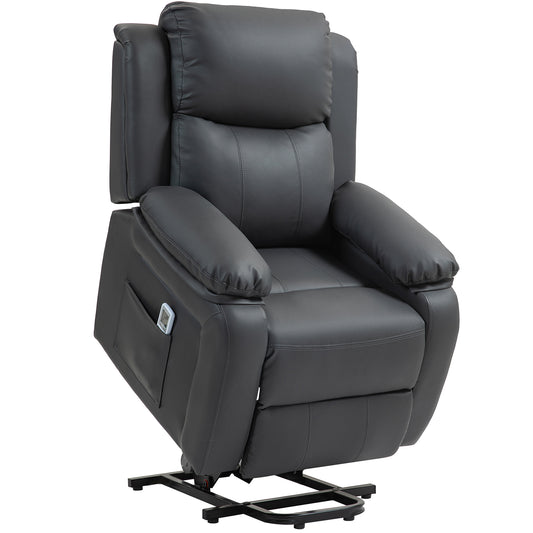 Photo of HOMCOM Riser and Recliner Chair with Vibration Massage, PU Leather Power Lift Chair for Elderly, Dark Grey in Grey colour on a white background