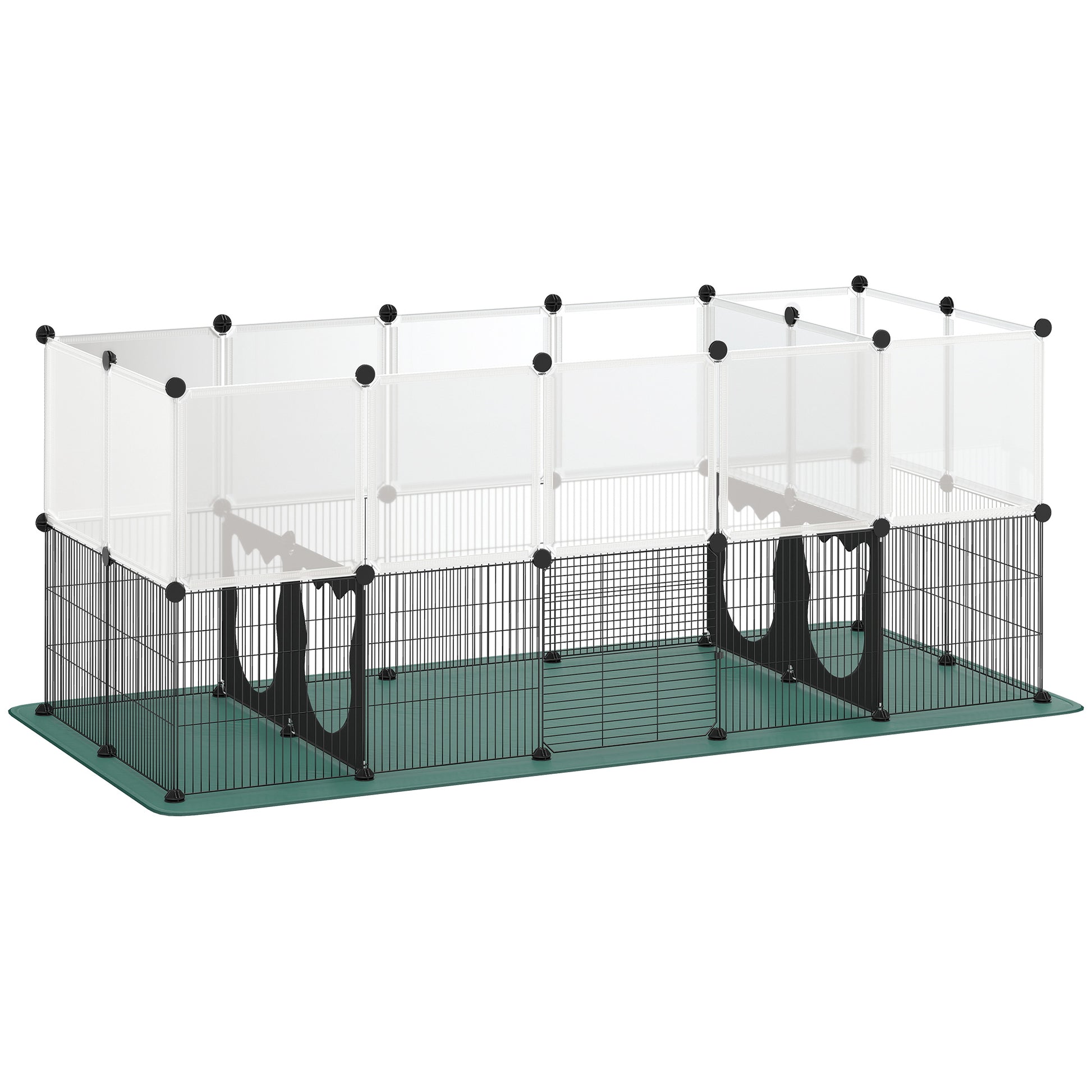 Photo of PawHut Pet Playpen with Waterproof Mat, DIY Small Animal Enclosure 34 Panels, Indoor/Outdoor Metal Pet Fence for Guinea Pigs in Pigs colour on a white background