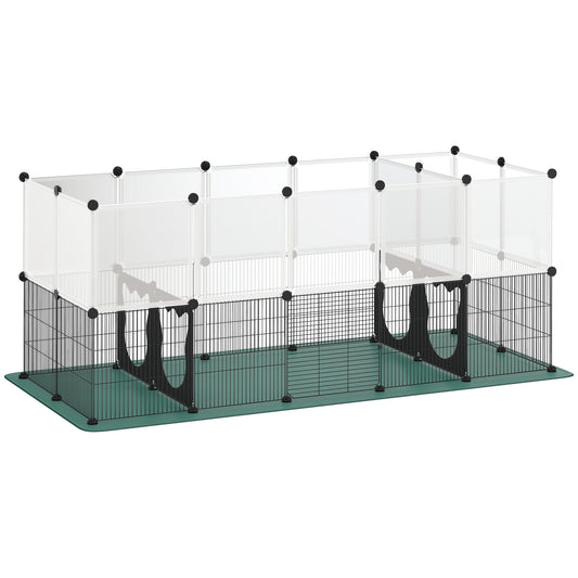 Photo of PawHut Pet Playpen with Waterproof Mat, DIY Small Animal Enclosure 34 Panels, Indoor/Outdoor Metal Pet Fence for Guinea Pigs in Pigs colour on a white background
