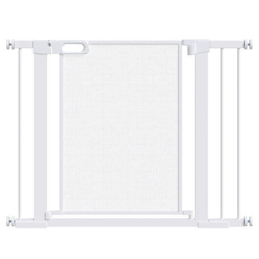 Photo of PawHut Pet Safety Gate, for Doorways, Staircases, Hallways, with Extensions Kit, 75-103cm - White in White colour on a white background