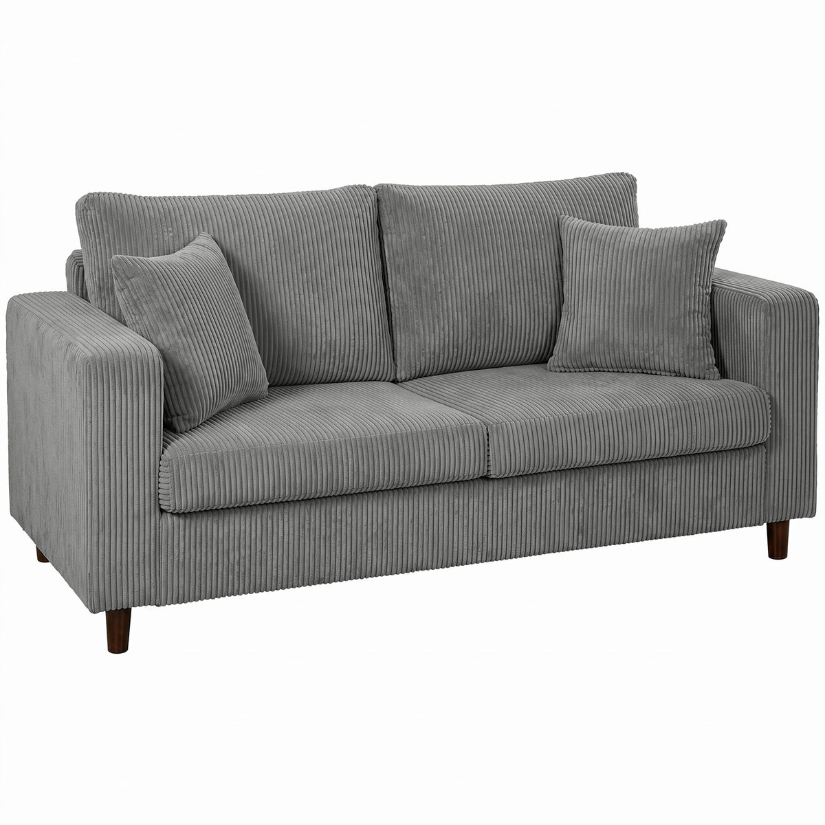 Photo of HOMCOM Loveseat Sofa with Wide Seat, Corduroy 2 Seater Couch with Deep Seat, Spring Cushion, Light Grey in Grey colour on a white background