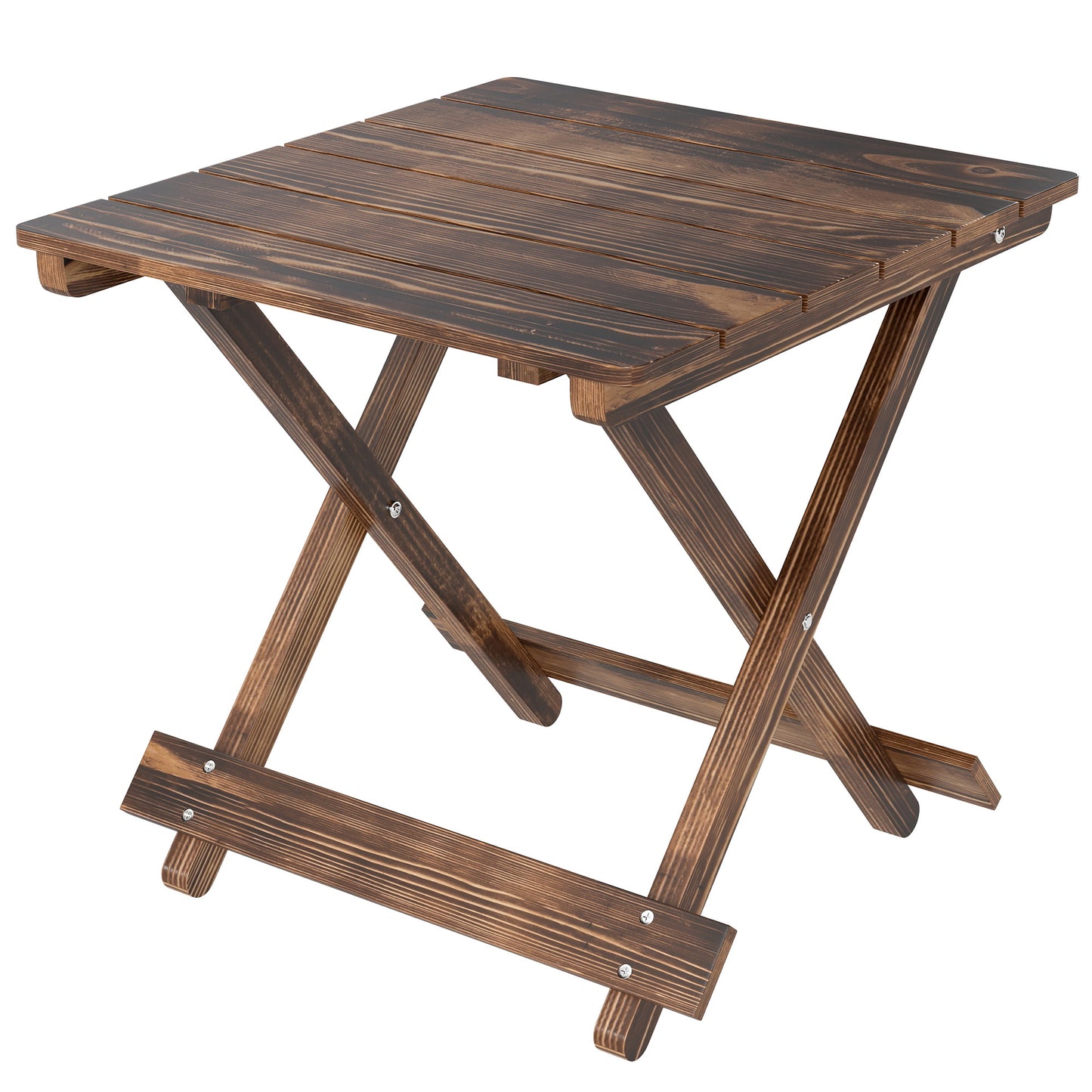 Photo of Outsunny Fir Wood Folding Coffee Table, Lightweight Small Garden Table with Slatted Top, Portable Folding Side Table for Balcony in Balcony colour on a white background