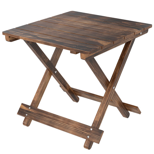 Photo of Outsunny Fir Wood Folding Coffee Table, Lightweight Small Garden Table with Slatted Top, Portable Folding Side Table for Balcony in Balcony colour on a white background