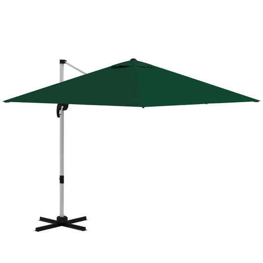 Photo of Outsunny Square Cantilever Garden Parasol, with Five-Position Canopy - Green in Green colour on a white background
