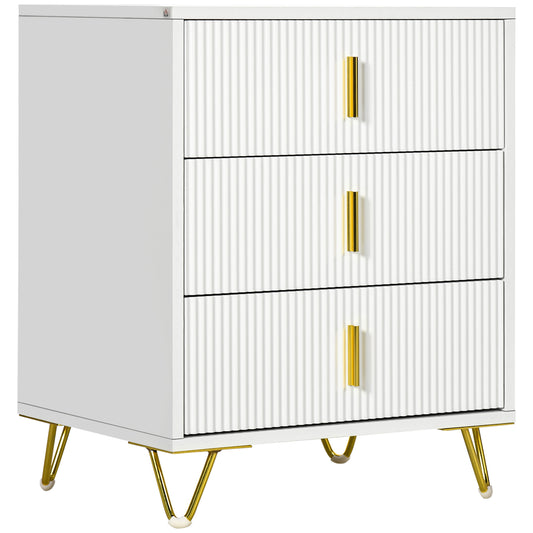 Photo of HOMCOM Elegant Chest of Three Drawers - White/Gold-Tone in White/Gold-Tone colour on a white background