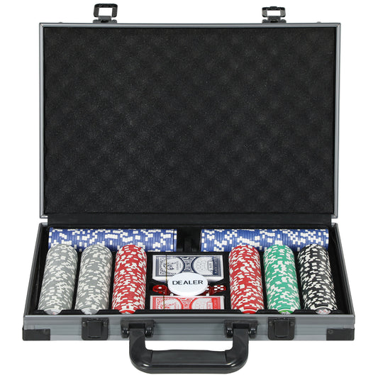 Photo of SPORTNOW 400-Piece Poker Chips Set with Lightweight ABS Case, Casino Texas Holdem Poker Set with Mat, 11.5g Numbered Poker Chips, Two Decks of Cards, Dealer, Five Dices, Grey in Grey colour on a white background
