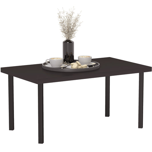 Photo of Outsunny Metal Garden Coffee Table, Rectangular Outdoor Side Table with Woodgrain Tabletop, Foot Pads for Outside, Garden, Balcony, Porch, 95 x 55 x 46cm, Brown in Brown colour on a white background