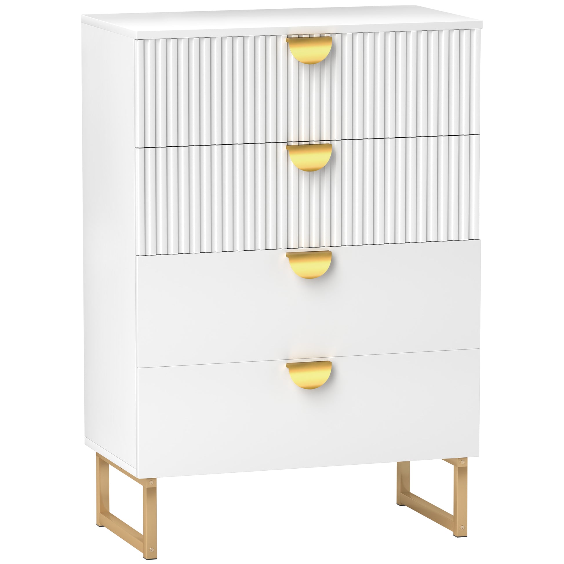 Photo of HOMCOM Elegant Chest of Four Drawers - White in White colour on a white background