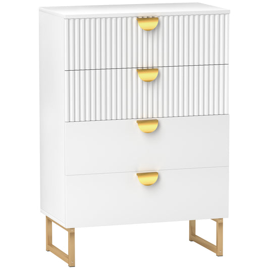 Photo of HOMCOM Elegant Chest of Four Drawers - White in White colour on a white background
