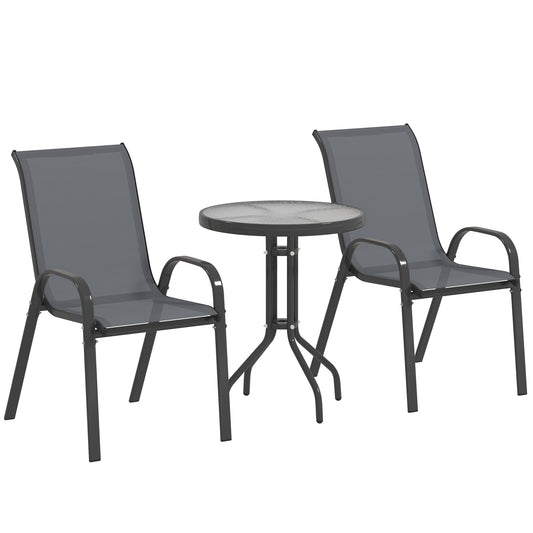 Photo of Outsunny Three-Piece Outdoor Garden Set - Grey in Grey colour on a white background