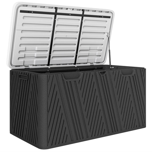 Photo of Outsunny 380L Waterproof Outdoor Storage Box, with Lockable Lid - Black in Black colour on a white background