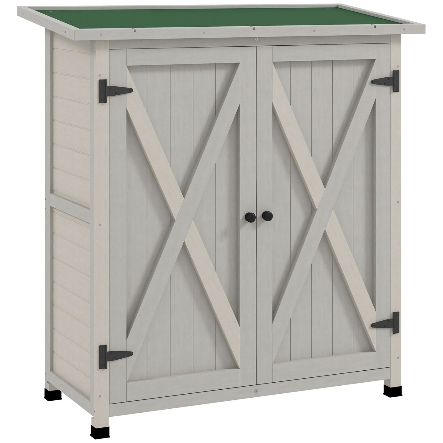 Photo of Outsunny 46.5 x 97cm Compact Wooden Storage Shed - Light Grey in Grey colour on a white background