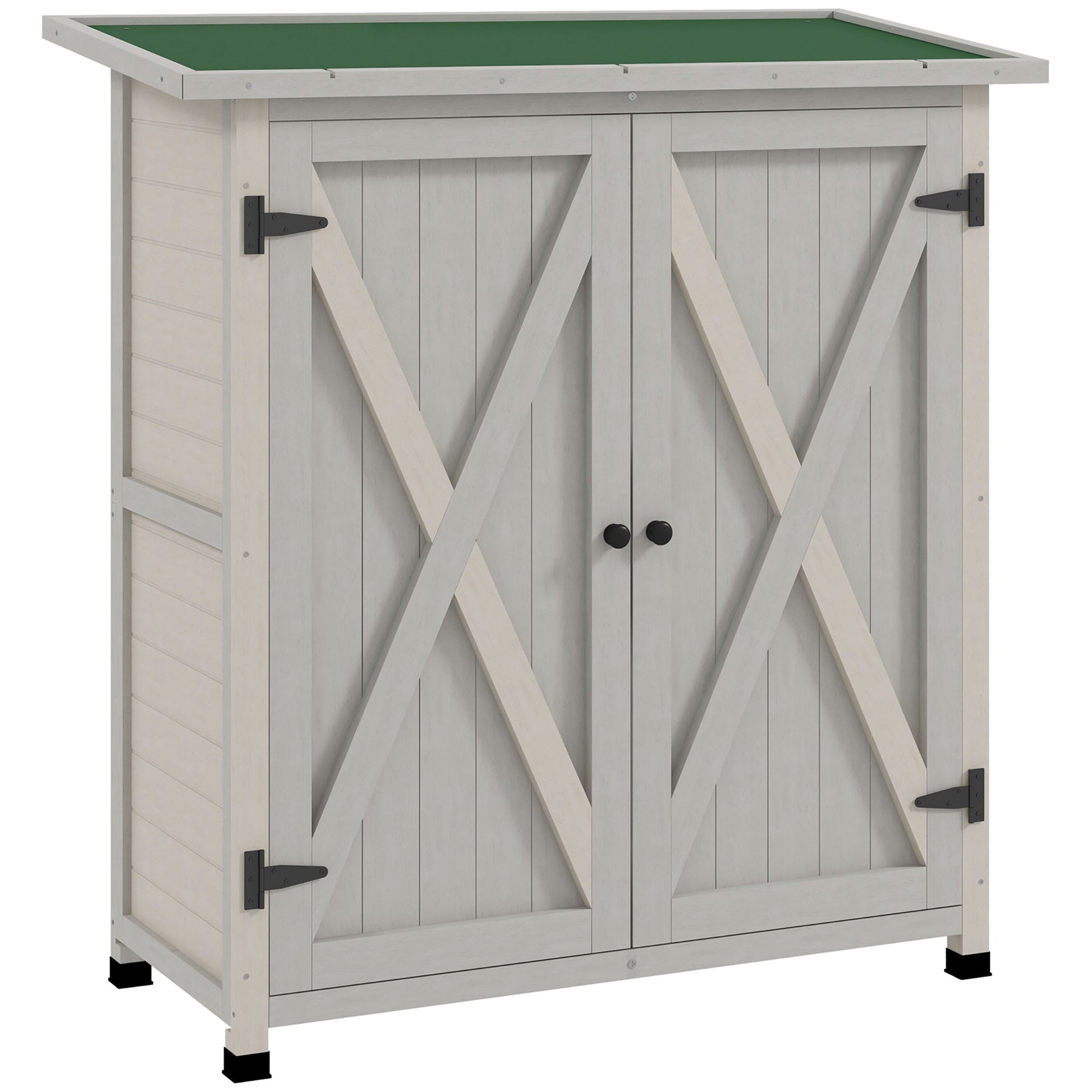 Photo of Outsunny 46.5 x 97cm Compact Wooden Storage Shed - Light Grey in Grey colour on a white background