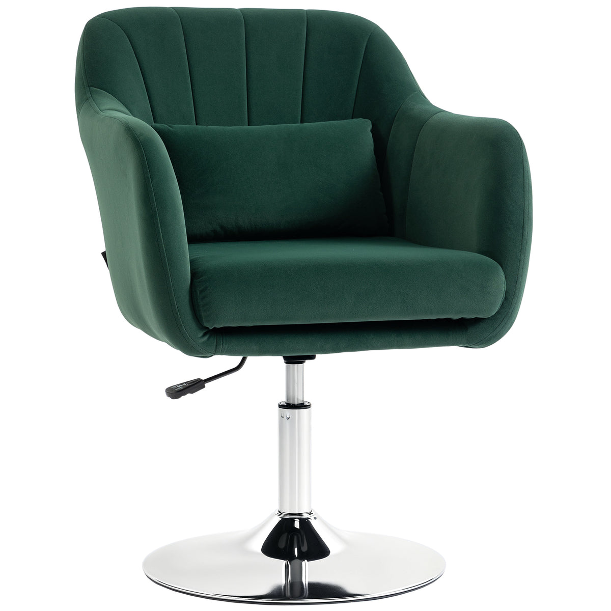 Photo of HOMCOM Retro Velvet Swivel Tub Chair with Steel Frame, Cushion Seat, Dark Green in Green colour on a white background