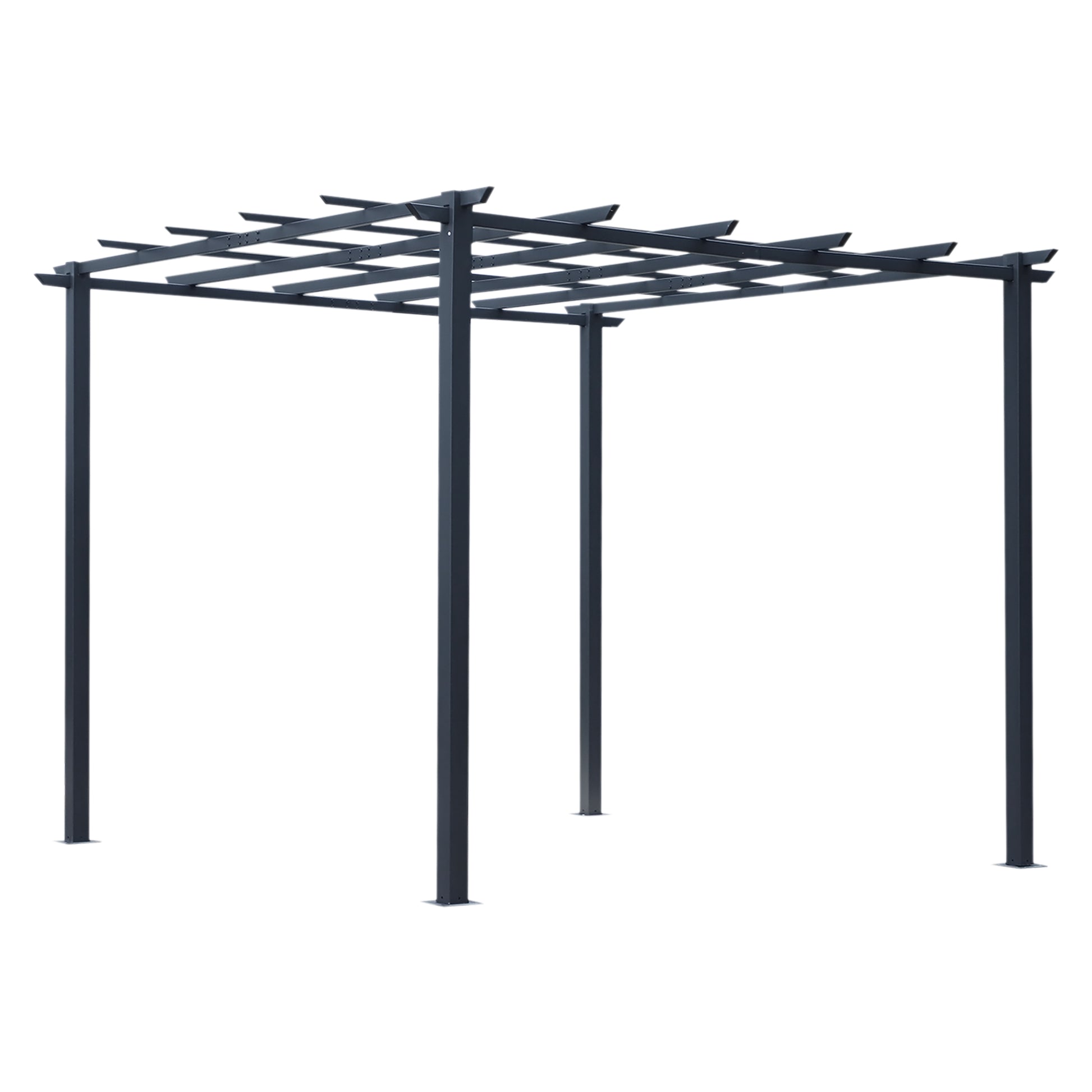 Photo of Outsunny 3 x 3 Meter Metal Pergola Garden Gazebo Grape Trellis for Climbing Plants Outdoor Sun Shelter Arbours in Arbours colour on a white background