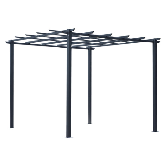 Photo of Outsunny 3 x 3 Meter Metal Pergola Garden Gazebo Grape Trellis for Climbing Plants Outdoor Sun Shelter Arbours in Arbours colour on a white background