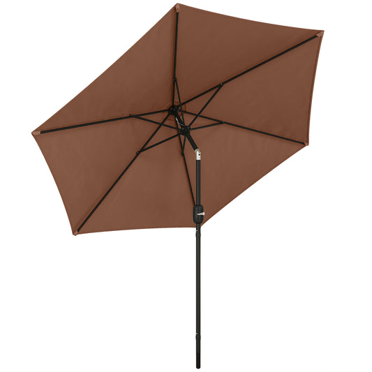 Photo of Outsunny 2.6 m Garden Parasol Umbrella with Aluminium Pole, Outdoor Patio Umbrella with Tilt and Crank, Vent, Coffee in Coffee colour on a white background