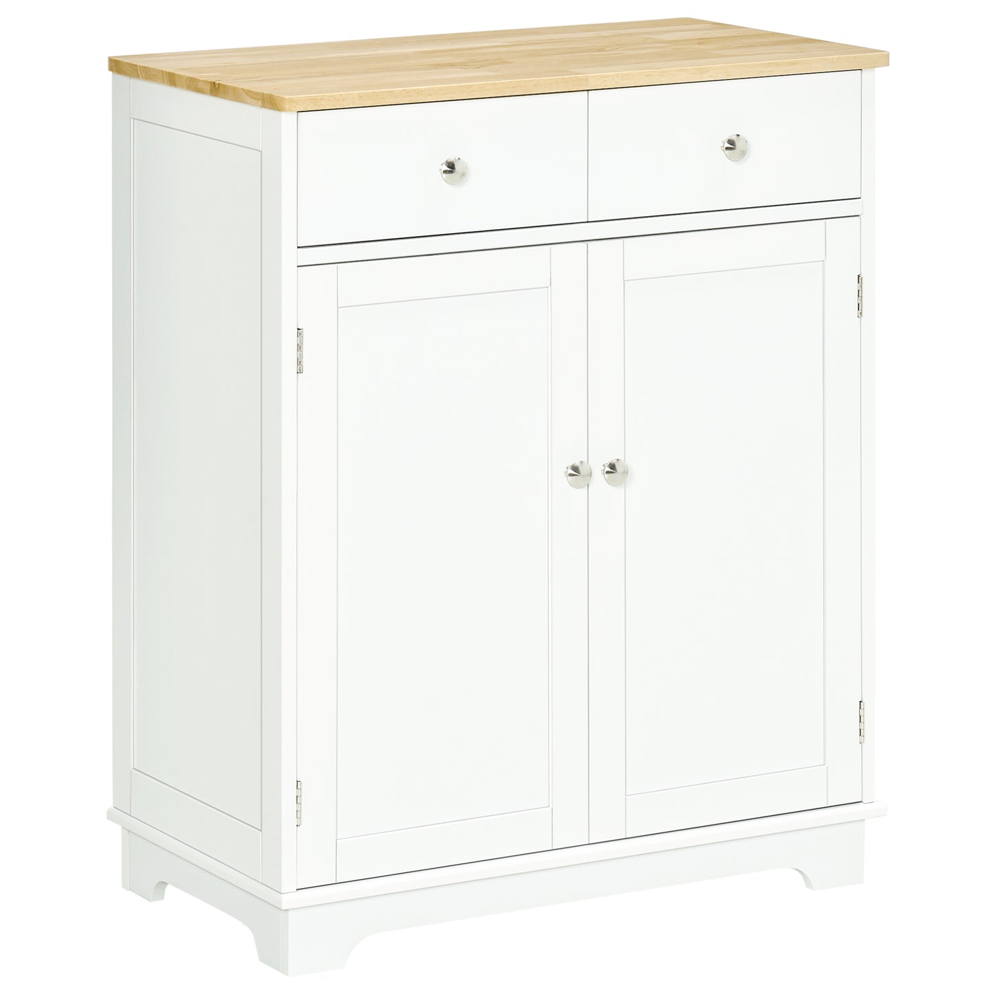 Photo of HOMCOM Kitchen Floor Cabinet Side Storage Cupboard Multi-use Sideboard Table with Solid Wood Top, Adjustable Shelf,Drawer for Dining Room, Living Room,Hallway in Room,Hallway colour on a white background