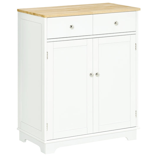 Photo of HOMCOM Kitchen Floor Cabinet Side Storage Cupboard Multi-use Sideboard Table with Solid Wood Top, Adjustable Shelf,Drawer for Dining Room, Living Room,Hallway in Room,Hallway colour on a white background