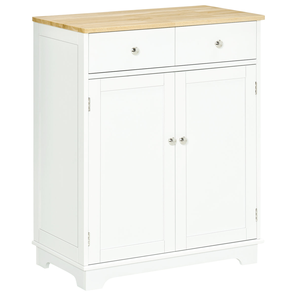 Photo of HOMCOM Kitchen Floor Cabinet Side Storage Cupboard Multi-use Sideboard Table with Solid Wood Top, Adjustable Shelf,Drawer for Dining Room, Living Room,Hallway in Room,Hallway colour on a white background