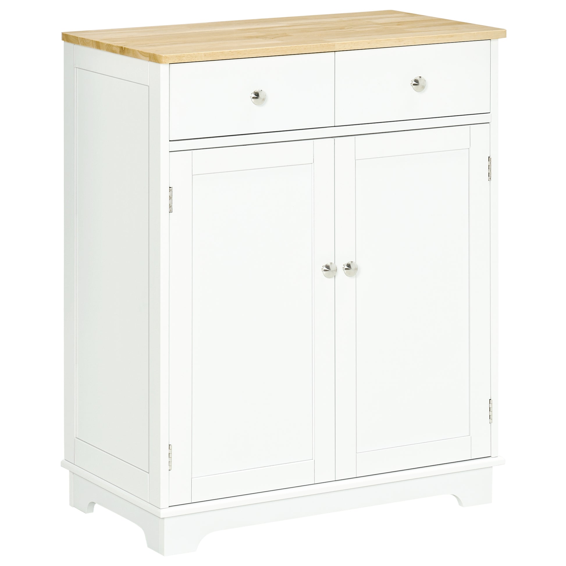 Photo of HOMCOM Kitchen Floor Cabinet Side Storage Cupboard Multi-use Sideboard Table with Solid Wood Top, Adjustable Shelf,Drawer for Dining Room, Living Room,Hallway in Room,Hallway colour on a white background
