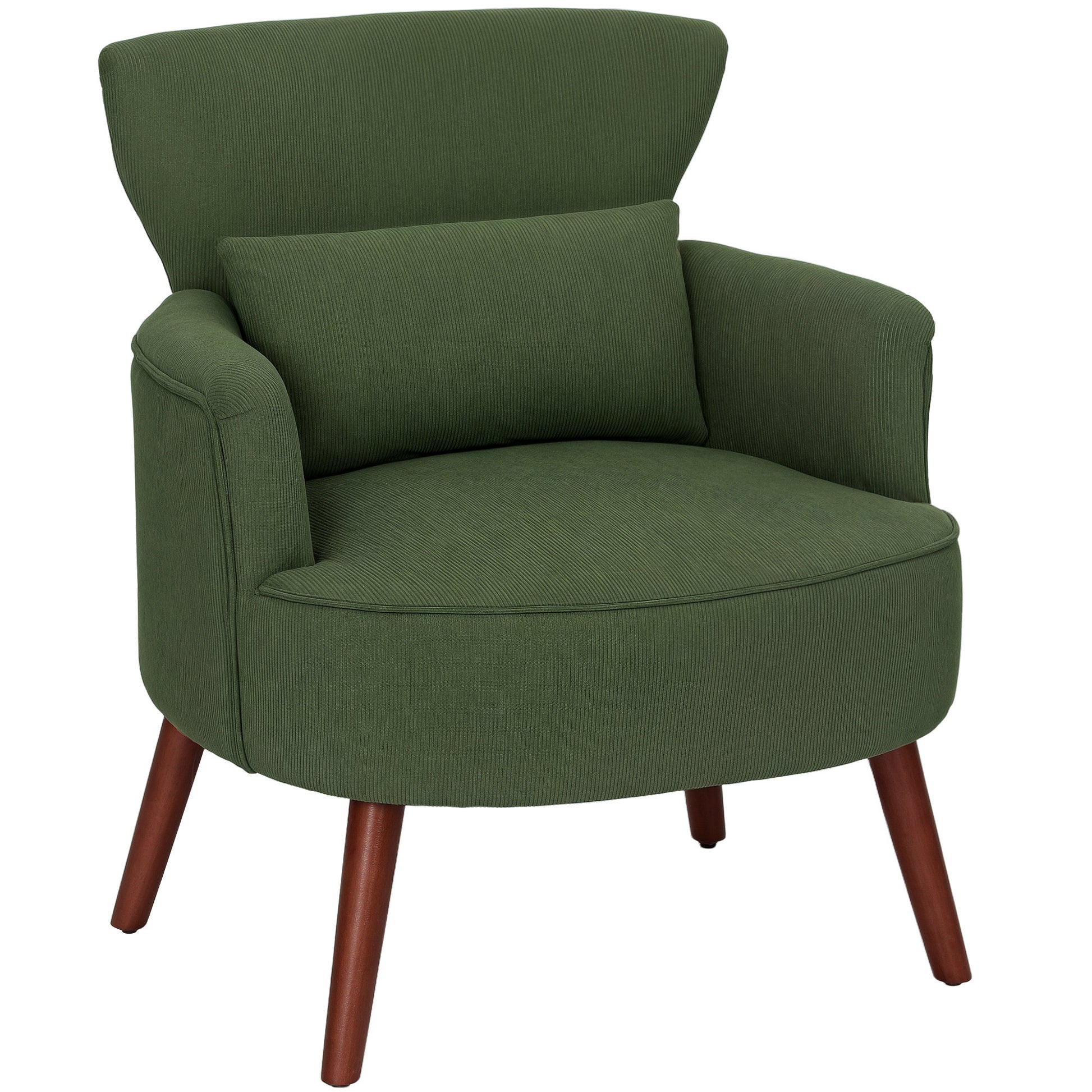 Photo of HOMCOM Corduroy Retro Accent Chair - Green in Green colour on a white background