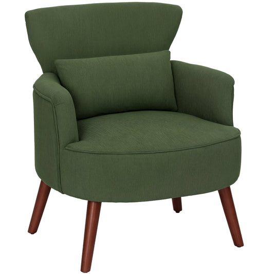 Photo of HOMCOM Corduroy Retro Accent Chair - Green in Green colour on a white background